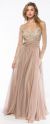 Main image of Full Sleeves Mesh Beaded Bodice Long Prom Pageant Dress